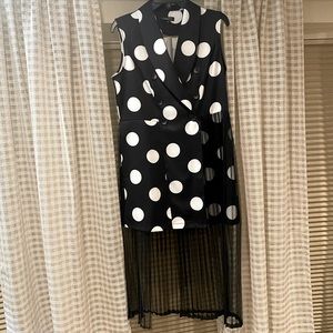 Unique Vest Dress, black and white polka dots, size M